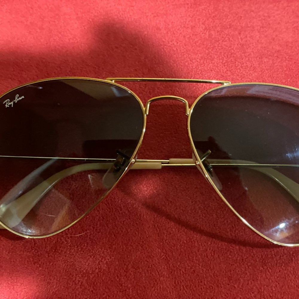 Ray-Ban RB3025 Aviator Sunglasses Arista Gold w/Blue Gradient